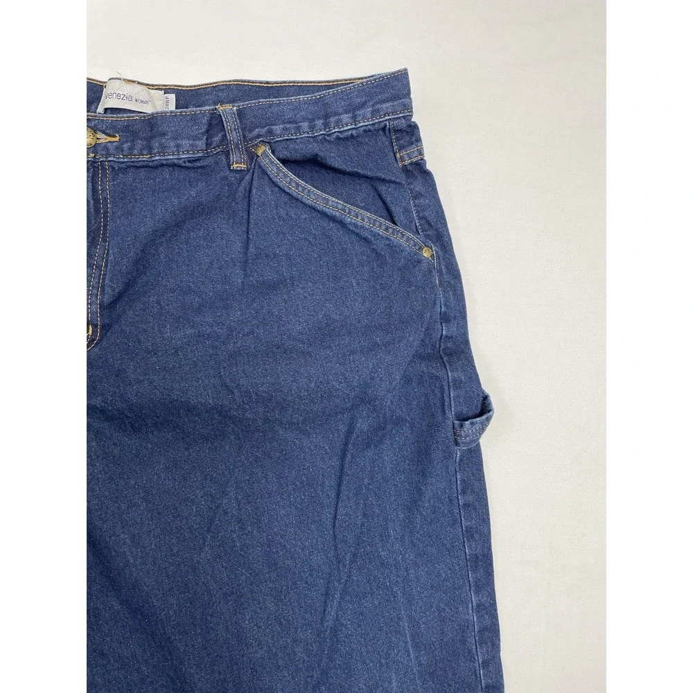Venezia Womens Pluz Size Jeans Carpenter Wide Leg size‎ 24WP Dark Denim